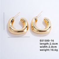 1 Pair Exaggerated Simple Style C Shape U Shape Geometric Polishing Plating Hollow Out 304 Stainless Steel Copper Ear Studs sku image 11