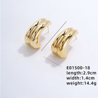 1 Pair Exaggerated Simple Style C Shape U Shape Geometric Polishing Plating Hollow Out 304 Stainless Steel Copper Ear Studs sku image 13