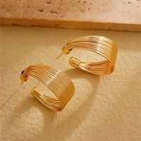 1 Pair Exaggerated Simple Style C Shape U Shape Geometric Polishing Plating Hollow Out 304 Stainless Steel Copper Ear Studs main image 6
