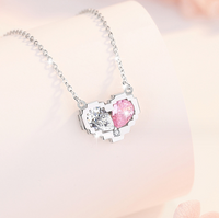 Elegant Lady Commute Heart Shape Sterling Silver Inlay Zircon White Gold Plated Pendant Necklace main image 4