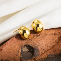 1 Pair Casual Basic Streetwear Solid Color Plating Stainless Steel 18k Gold Plated Ear Studs main image 3