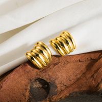 1 Pair Casual Basic Streetwear Solid Color Plating Stainless Steel 18k Gold Plated Ear Studs main image 2