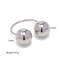 Simple Style Ball Stainless Steel Open Rings sku image 3