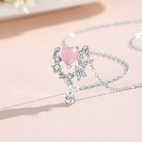Elegant Lady Commute Heart Shape Sterling Silver Inlay Zircon White Gold Plated Pendant Necklace main image 5