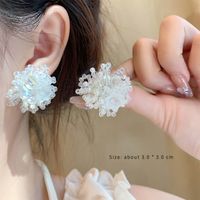 1 Pair Elegant Sweet Flower Beaded Alloy Ear Studs sku image 2