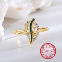 Casual Simple Style Leaves Sterling Silver Enamel Inlay Zircon 18K Gold Plated Women's Rings Earrings Necklace main image 1