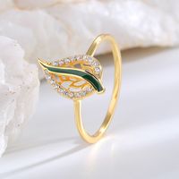 Casual Simple Style Leaves Sterling Silver Enamel Inlay Zircon 18K Gold Plated Women's Rings Earrings Necklace main image 7