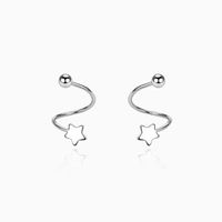 1 Pair Simple Style Star Moon Plating Sterling Silver 18k Gold Plated Rhodium Plated Ear Studs sku image 1