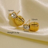 1 Pair Vintage Style Geometric Square Plating Inlay 304 Stainless Steel Zircon 14K Gold Plated Ear Studs sku image 1