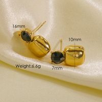1 Pair Vintage Style Geometric Square Plating Inlay 304 Stainless Steel Zircon 14K Gold Plated Ear Studs sku image 2