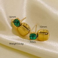 1 Pair Vintage Style Geometric Square Plating Inlay 304 Stainless Steel Zircon 14K Gold Plated Ear Studs sku image 3