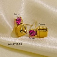 1 Pair Vintage Style Geometric Square Plating Inlay 304 Stainless Steel Zircon 14K Gold Plated Ear Studs sku image 4