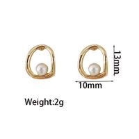 1 Pair Simple Style Classic Style Round Plating Inlay Alloy Pearl Gold Plated Ear Studs main image 6