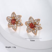 1 Pair Vintage Style Xuping Tree Flower Plating Inlay Copper Alloy Artificial Gemstones 18k Gold Plated Ear Studs main image 4