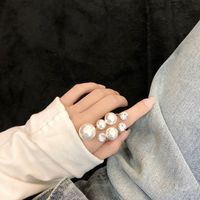 Sweet Flower Alloy Inlay Artificial Pearls Artificial Diamond Women's Open Rings sku image 1