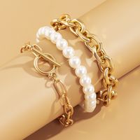 Lady Solid Color Artificial Pearl Alloy Wholesale Bracelets main image 3