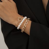 Dame Einfarbig Künstliche Perle Legierung Großhandel Armbänder main image 5
