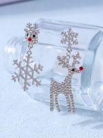 1 Pair Simple Style Snowflake Elk Plating Inlay Copper Glass Drop Earrings sku image 1