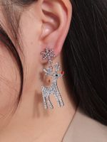 1 Pair Simple Style Snowflake Elk Plating Inlay Copper Glass Drop Earrings main image 3