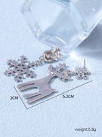 1 Pair Simple Style Snowflake Elk Plating Inlay Copper Glass Drop Earrings main image 2