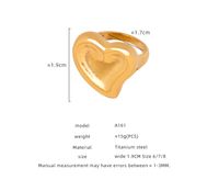Einfacher Stil Herzform Titan Stahl Überzug 18 Karat Vergoldet Ringe main image 9
