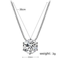 Elegant Round Copper White Gold Plated Zircon Solitaire Necklace In Bulk sku image 1