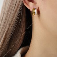 1 Pair Casual Elegant Simple Style C Shape Layered Patchwork Plating Titanium Steel 18k Gold Plated Ear Studs main image 4