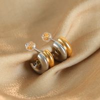 1 Pair Casual Elegant Simple Style C Shape Layered Patchwork Plating Titanium Steel 18k Gold Plated Ear Studs main image 1