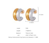 1 Pair Casual Elegant Simple Style C Shape Layered Patchwork Plating Titanium Steel 18k Gold Plated Ear Studs main image 2