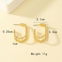 1 Pair Lady Oval Plating Hollow Out Alloy 14k Gold Plated Ear Studs main image 6