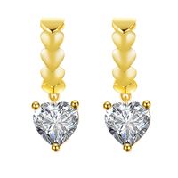 1 Pair Simple Style Heart Shape Inlay Brass Artificial Diamond Drop Earrings sku image 1