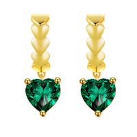 1 Pair Simple Style Heart Shape Inlay Brass Artificial Diamond Drop Earrings sku image 4