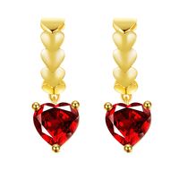 1 Pair Simple Style Heart Shape Inlay Brass Artificial Diamond Drop Earrings sku image 2