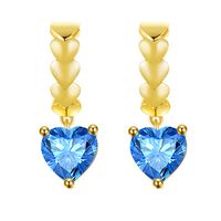 1 Pair Simple Style Heart Shape Inlay Brass Artificial Diamond Drop Earrings sku image 3