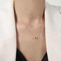 Casual Color Block Titanium Steel Copper Plating Inlay Zircon 18k Gold Plated Pendant Necklace main image 1
