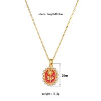 304 Stainless Steel Copper 18K Gold Plated Elegant Romantic Epoxy Plating Inlay Rose Artificial Pearls Zircon Pendant Necklace main image 3