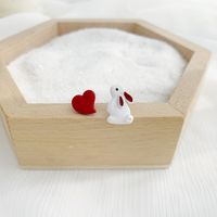 1 Pair Cute Sweet Rabbit Heart Shape Plating Inlay Alloy Artificial Pearls Ear Studs main image 6