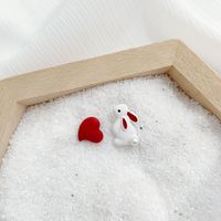 1 Pair Cute Sweet Rabbit Heart Shape Plating Inlay Alloy Artificial Pearls Ear Studs main image 4