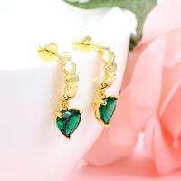 1 Pair Simple Style Heart Shape Inlay Brass Artificial Diamond Drop Earrings main image 4