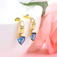 1 Pair Simple Style Heart Shape Inlay Brass Artificial Diamond Drop Earrings main image 5