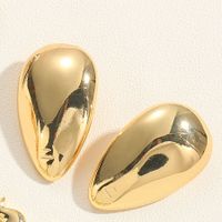 1 Pair Vintage Style Water Droplets Waves Solid Color Polishing Plating Copper 14k Gold Plated White Gold Plated Ear Studs main image 5