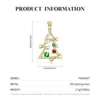 Cute Christmas Tree Bow Knot Sterling Silver Plating Inlay Zircon Pendant Necklace main image 2