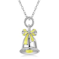 Original Design Cute Bow Knot Bell Sterling Silver Plating Inlay Zircon Pendant Necklace main image 1