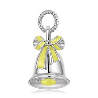 Original Design Cute Bow Knot Bell Sterling Silver Plating Inlay Zircon Pendant Necklace sku image 2