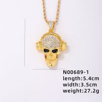 Hip-hop Punk Skull Stainless Steel Alloy Plating Inlay Rhinestones White Gold Plated Gold Plated Men's Pendant Necklace main image 7