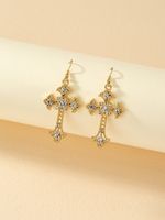 1 Pair Elegant Cross Plating Inlay Alloy Glass Ear Hook main image 1