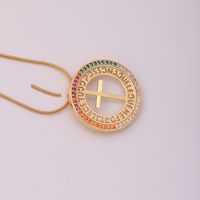 Ig Style Vintage Style Cross Stainless Steel Artificial Gemstones Copper Plating Inlay Zircon 18k Gold Plated Pendant Necklace main image 3