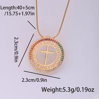 Ig Style Vintage Style Cross Stainless Steel Artificial Gemstones Copper Plating Inlay Zircon 18k Gold Plated Pendant Necklace main image 2