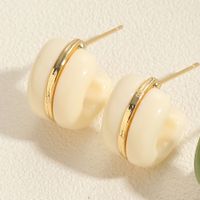 1 Pair Simple Style C Shape Twist Plating Resin Metal Copper 14k Gold Plated Ear Studs main image 9