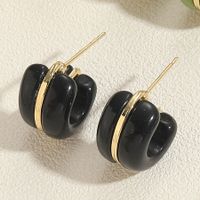 1 Pair Simple Style C Shape Twist Plating Resin Metal Copper 14k Gold Plated Ear Studs main image 4